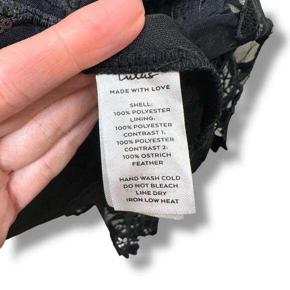 Lulus NWT Midnight Sparkle Black Embroidered Feather Bustier Maxi Dress XS - Picture 13 of 13